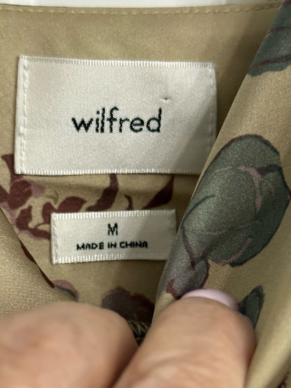 Wilfred Only Cowl Neck Slip Dress Olive Colour with Pink Blooms Size Medium - Picture 2 of 10